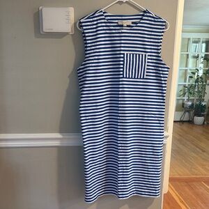 LOFT Blue & White Striped Sleeveless Mini Dress
